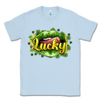 Dusty Blue St. Patrick's Day lips lucky Classic Tee - HowdyJamesFarm