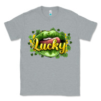 Heather Grey St. Patrick's Day lips lucky Classic Tee - HowdyJamesFarm