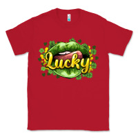 Red St. Patrick's Day lips lucky Classic Tee - HowdyJamesFarm