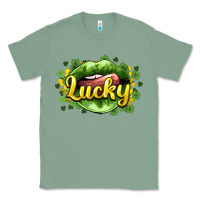 Sage St. Patrick's Day lips lucky Classic Tee - HowdyJamesFarm