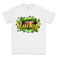 White St. Patrick's Day lips lucky Classic Tee - HowdyJamesFarm