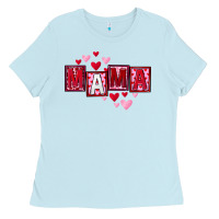Baby Blue Mother's Day mama hearts Ladies Tee - FaDigitalArtStudio
