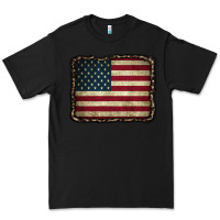 Black American Flag With Leopard Frame Premium Tee - CowCowDesign
