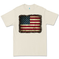 Bone American Flag With Leopard Frame Premium Tee - CowCowDesign