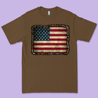American Flag With Leopard Frame Premium Tee Designed By Cowcowdesign