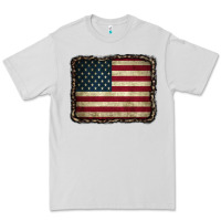 Dove Grey American Flag With Leopard Frame Premium Tee - CowCowDesign