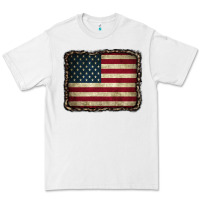 White American Flag With Leopard Frame Premium Tee - CowCowDesign