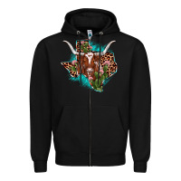 Black texas longhorn texas map Zipper Hoodie - JahusDesignShop