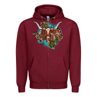 Burgundy texas longhorn texas map Zipper Hoodie - JahusDesignShop
