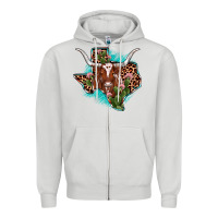 Dove Grey texas longhorn texas map Zipper Hoodie - JahusDesignShop
