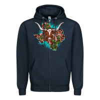 Navy texas longhorn texas map Zipper Hoodie - JahusDesignShop