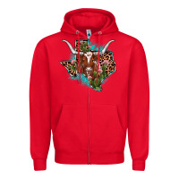 Red texas longhorn texas map Zipper Hoodie - JahusDesignShop