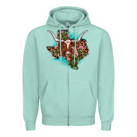 Seafoam texas longhorn texas map Zipper Hoodie - JahusDesignShop
