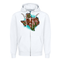 White texas longhorn texas map Zipper Hoodie - JahusDesignShop