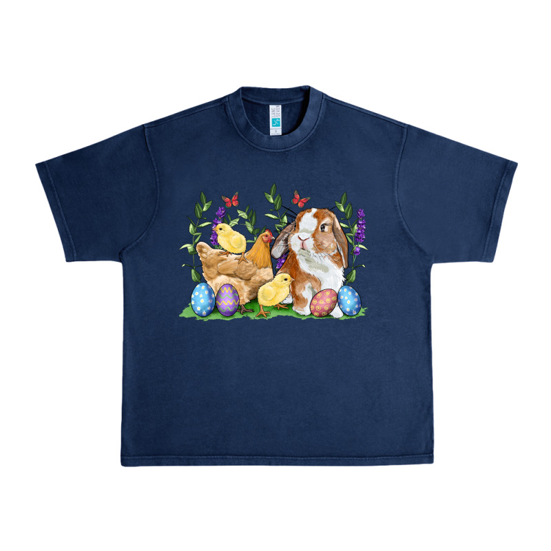 Easter Bunny And Chicks With Floral Urban Heavy Tee by RanaPortraitStore | Teevron