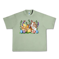Oil Green Easter bunny and chicks with floral Urban Heavy Tee - RanaPortraitStore