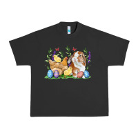 Pigment Black Easter bunny and chicks with floral Urban Heavy Tee - RanaPortraitStore