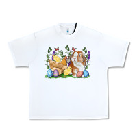 White Easter bunny and chicks with floral Urban Heavy Tee - RanaPortraitStore