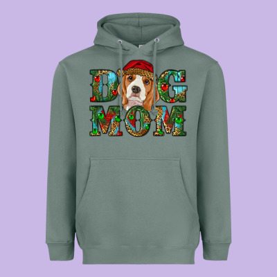 Christmas Beagle Dog Mom Heavyweight Hoodie Designed By Ranaportraitstore