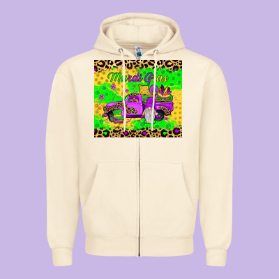 Mardi Gras Gnome Truck Zipper Hoodie Designed By Jahusdesignshop