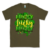 Army Green lucky lucky lucky clover St. Patrick's Classic Tee - HowdyJamesFarm