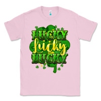 Bubblegum Pink lucky lucky lucky clover St. Patrick's Classic Tee - HowdyJamesFarm