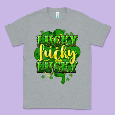 Lucky Lucky Lucky Clover St. Patrick's Classic Tee Designed By Howdyjamesfarm