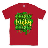 Red lucky lucky lucky clover St. Patrick's Classic Tee - HowdyJamesFarm