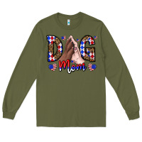 Army Green America Dog Mama Long Sleeve Tee - CowhideDigitalArt