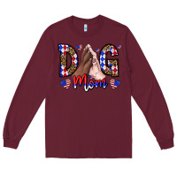 Burgundy America Dog Mama Long Sleeve Tee - CowhideDigitalArt