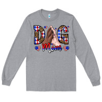 Heather Grey America Dog Mama Long Sleeve Tee - CowhideDigitalArt