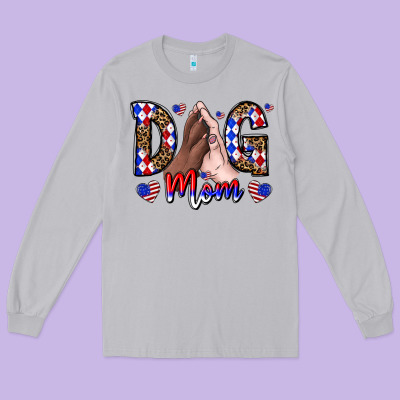 America Dog Mama Long Sleeve Tee Designed By Cowhidedigitalart
