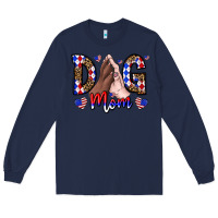 Navy America Dog Mama Long Sleeve Tee - CowhideDigitalArt