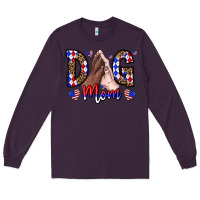 Plum America Dog Mama Long Sleeve Tee - CowhideDigitalArt