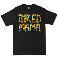 Black Inked Mama Flowers Premium Tee - CowCowDesign