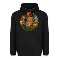 Black Brown Cow Christmas Heavyweight Hoodie - RanaPortraitStore