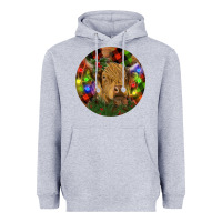 Heather Grey Brown Cow Christmas Heavyweight Hoodie - RanaPortraitStore