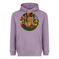Lavender Brown Cow Christmas Heavyweight Hoodie - RanaPortraitStore