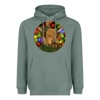 Sage Brown Cow Christmas Heavyweight Hoodie - RanaPortraitStore