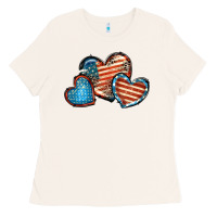 Bone American flag hearts 4th of july Ladies Tee - FaDigitalArtStudio