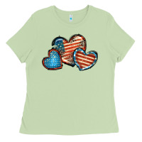 Matcha American flag hearts 4th of july Ladies Tee - FaDigitalArtStudio