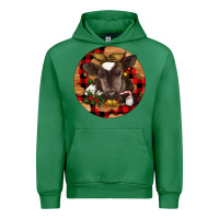 Emerald Christmas Baby Cow Urban Hoodie - RanaPortraitStore