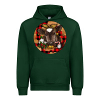 Forest Green Christmas Baby Cow Urban Hoodie - RanaPortraitStore