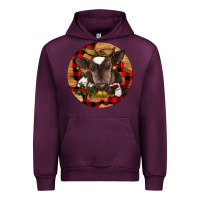 Mauve Wine Christmas Baby Cow Urban Hoodie - RanaPortraitStore
