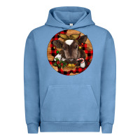 Pigment Pebble Blue Christmas Baby Cow Urban Hoodie - RanaPortraitStore