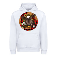 White Christmas Baby Cow Urban Hoodie - RanaPortraitStore