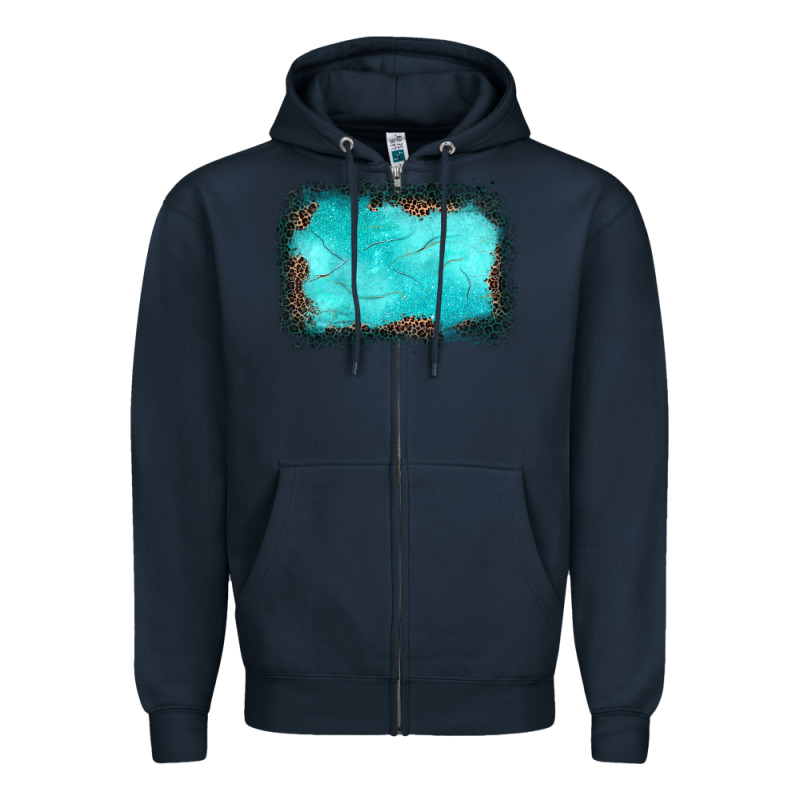 Gemstone Turquoise Leopard Background Zipper Hoodie by JahusDesignShop | Teevron