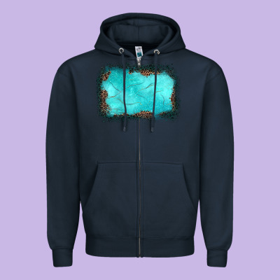 Gemstone Turquoise Leopard Background Zipper Hoodie Designed By Jahusdesignshop