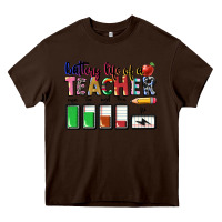 Chocolate Brown Battery life of a Teacher Heavy Core Tee - CowGirlArtShop