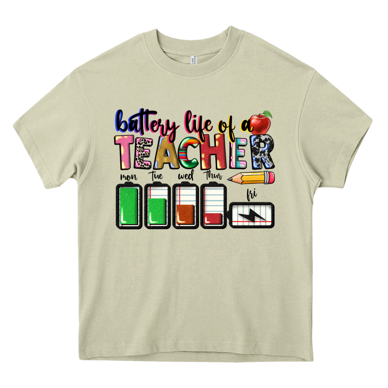 Battery Life Of A Teacher Heavy Core Tee by CowGirlArtShop | Teevron